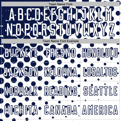 Custom White Navy Modern Polka Dot Sublimation Soccer Uniform Jersey