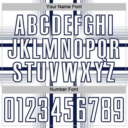 Custom White Navy Lines Sublimation Soccer Uniform Jersey