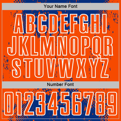 Custom Royal Orange-White Abstract Splatter Grunge Art Sports Sublimation Soccer Uniform Jersey