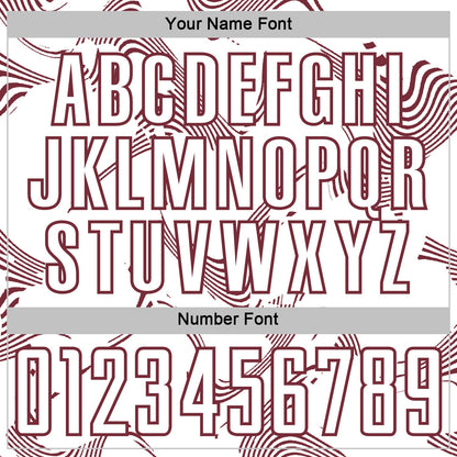 Custom White Burgundy Curve Lines Sports Sublimation Soccer Uniform Jersey