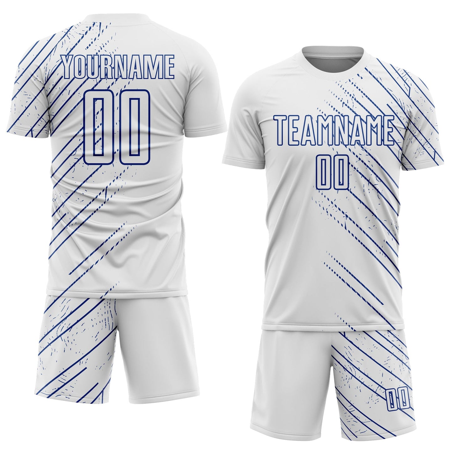 Custom White Royal Lines Sports Sublimation Soccer Uniform Jersey