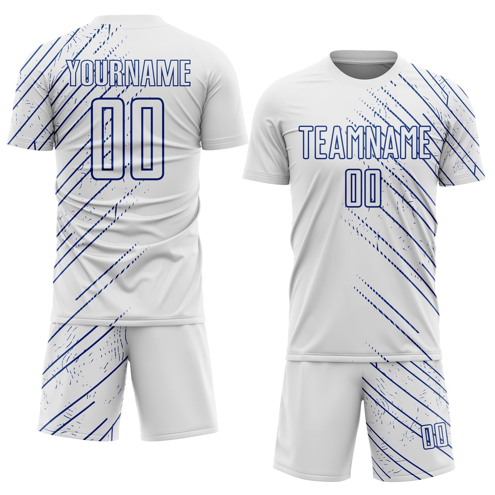 Custom White Royal Lines Sports Sublimation Soccer Uniform Jersey