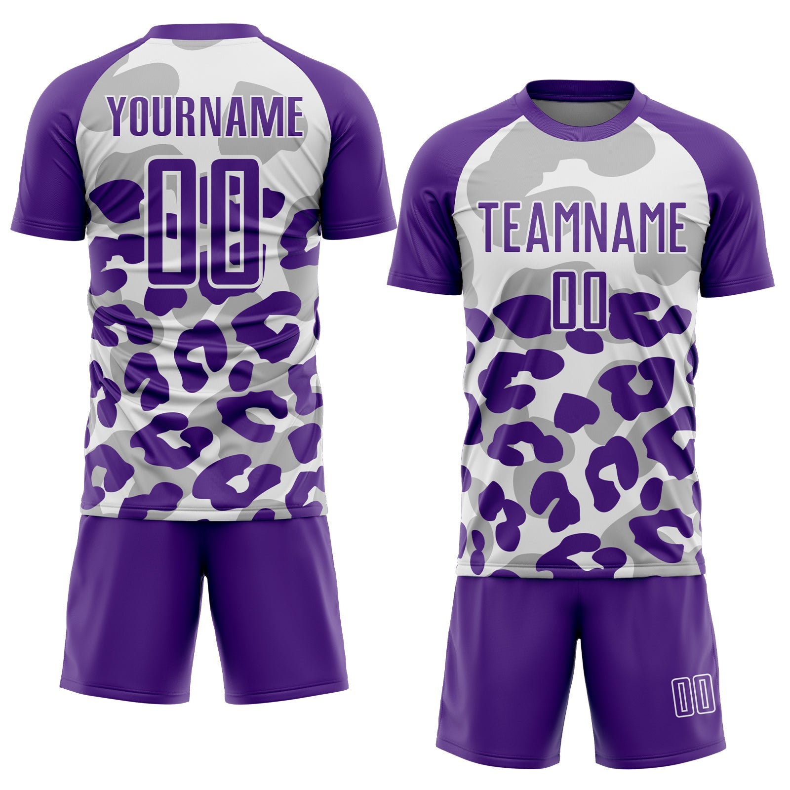 Custom Purple White Animal Leopard Print Sports Sublimation Soccer Uniform Jersey