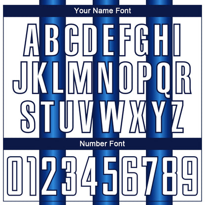 Custom White Blue-Navy Stripes Sports Sublimation Soccer Uniform Jersey