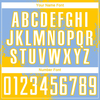 Custom Light Blue White-Yellow Abstract Brush Stroke Sports Sublimation Soccer Uniform Jersey