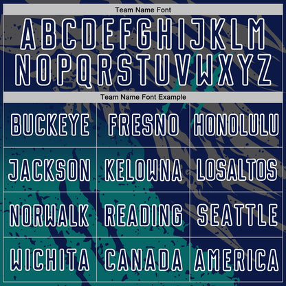 Custom Navy White-Teal Gradient Claw Mark Splatter Sports Sublimation Soccer Uniform Jersey