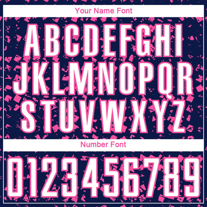 Custom Navy White-Pink Digital Geometric Fragment Speckles Sublimation Soccer Uniform Jersey