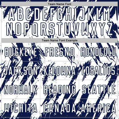 Custom White-Navy Splatter Torn Sharp Brush Stroke Sublimation Soccer Uniform Jersey