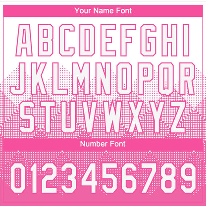 Custom Pink White 3D Pattern Gradient Square Shapes Two-Button Unisex Softball Jersey