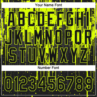 Custom Black Black-Neon Green 3D Pattern Two-Button Unisex Softball Jersey