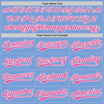Custom Light Blue Pink-White Two-Button Unisex Softball Jersey