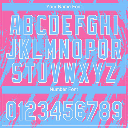 Custom Pink Powder Blue-White 3D Pattern Two-Button Unisex Softball Jersey