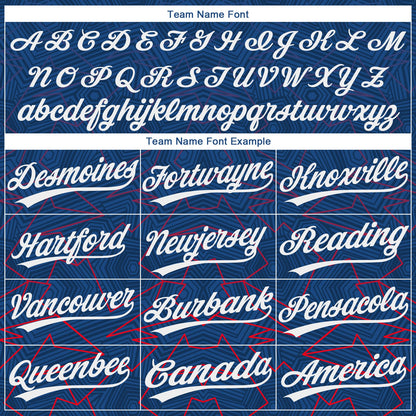 Custom US Navy Blue White-Red 3D Pattern Two-Button Unisex Softball Jersey