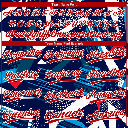 Custom Navy Red-White 3D Pattern Two-Button Unisex Softball Jersey