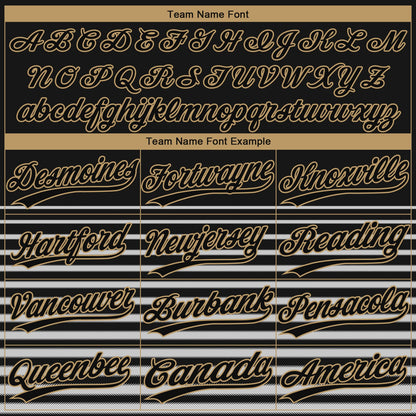 Custom Black Black-Old Gold 3D Pattern Two-Button Unisex Softball Jersey