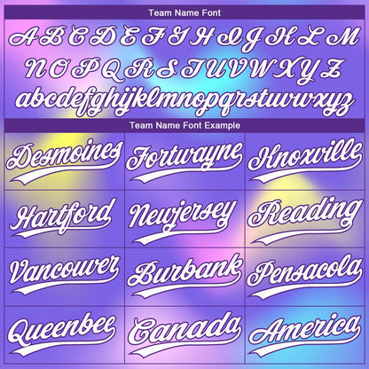 Custom Purple White-Pink 3D Pattern Two-Button Unisex Softball Jersey