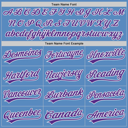 Custom Powder Blue Purple-White Two-Button Unisex Softball Jersey