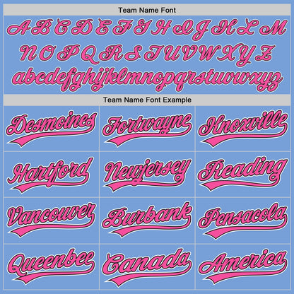 Custom Light Blue Pink-Black Two-Button Unisex Softball Jersey
