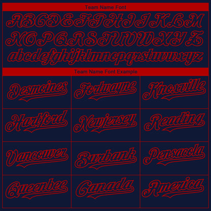 Custom Navy Red-White 3D American Flag Fashion Two-Button Unisex Softball Jersey