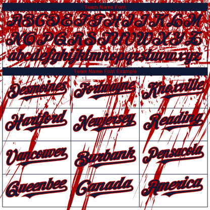Custom White Navy-Red 3D American Flag Scratch Brush Stroke Star Raglan Sleeves Two-Button Unisex Softball Jersey