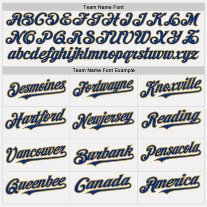 Custom White Royal Pinstripe Old Gold Two-Button Unisex Softball Jersey