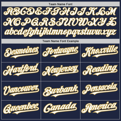 Custom Navy Old Gold Pinstripe White Two-Button Unisex Softball Jersey