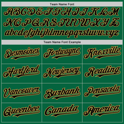 Custom Kelly Green Old Gold Pinstripe Black Two-Button Unisex Softball Jersey