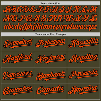 Custom Olive Black Pinstripe Orange Salute To Service Two-Button Unisex Softball Jersey