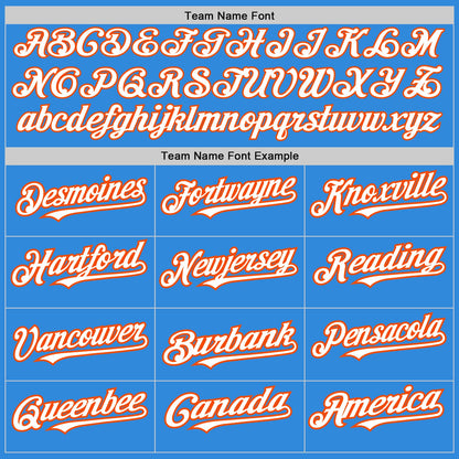 Custom Electric Blue Orange Pinstripe White Two-Button Unisex Softball Jersey