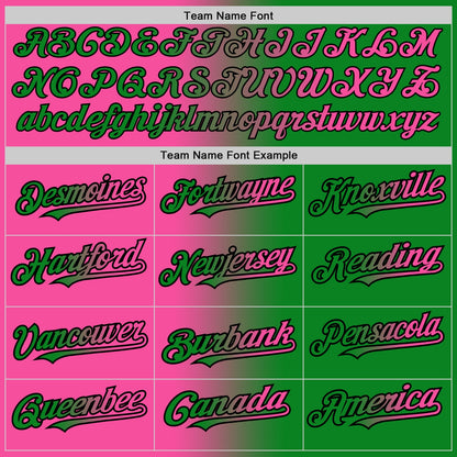 Custom Grass Green Pink-Black Gradient Fashion Two-Button Unisex Softball Jersey