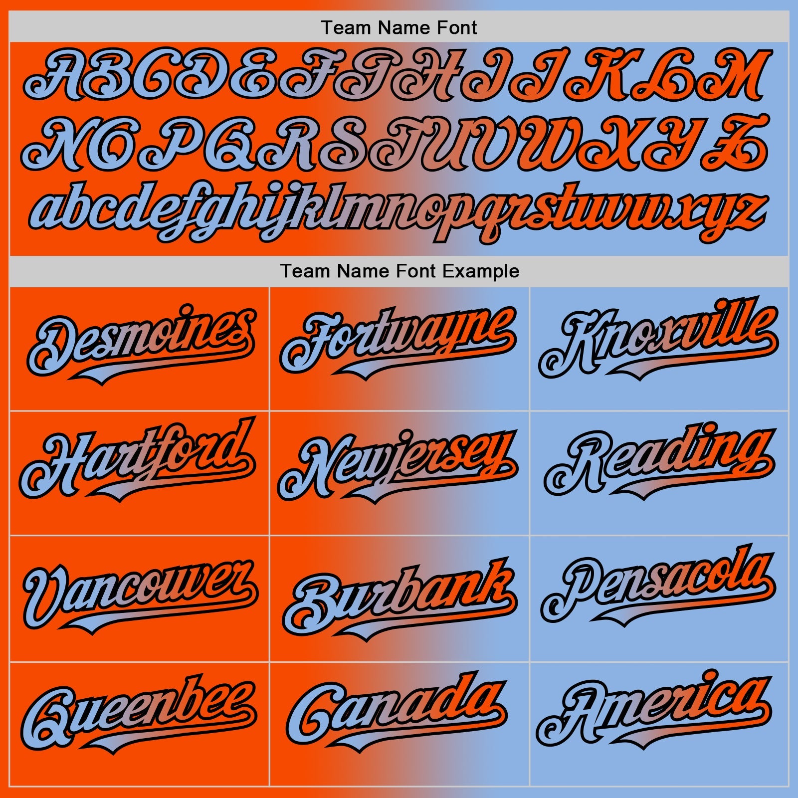 Custom Light Blue Orange-Black Gradient Fashion Two-Button Unisex Softball Jersey