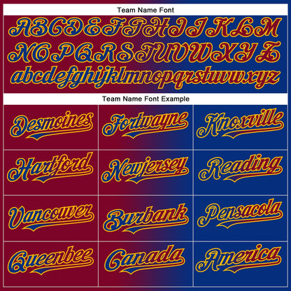 Custom Royal Maroon-Gold Gradient Fashion Two-Button Unisex Softball Jersey