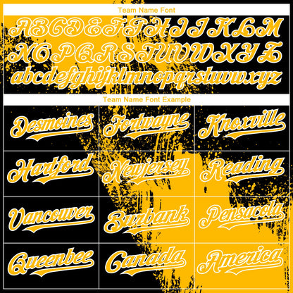 Custom Gold Black-White 3D Pattern Abstract Brush Stroke Two-Button Unisex Softball Jersey