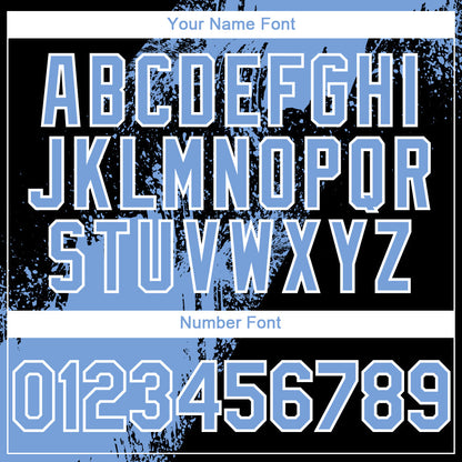 Custom Light Blue Black-White 3D Pattern Abstract Brush Stroke Two-Button Unisex Softball Jersey