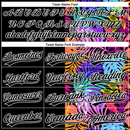 Custom Black White 3D Pattern Hawaii Tropical Palm Trees Two-Button Unisex Softball Jersey