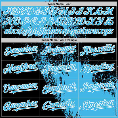Custom Sky Blue Black-White 3D Pattern Abstract Brush Stroke Two-Button Unisex Softball Jersey
