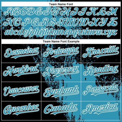 Custom Panther Blue Black-White 3D Pattern Abstract Brush Stroke Two-Button Unisex Softball Jersey