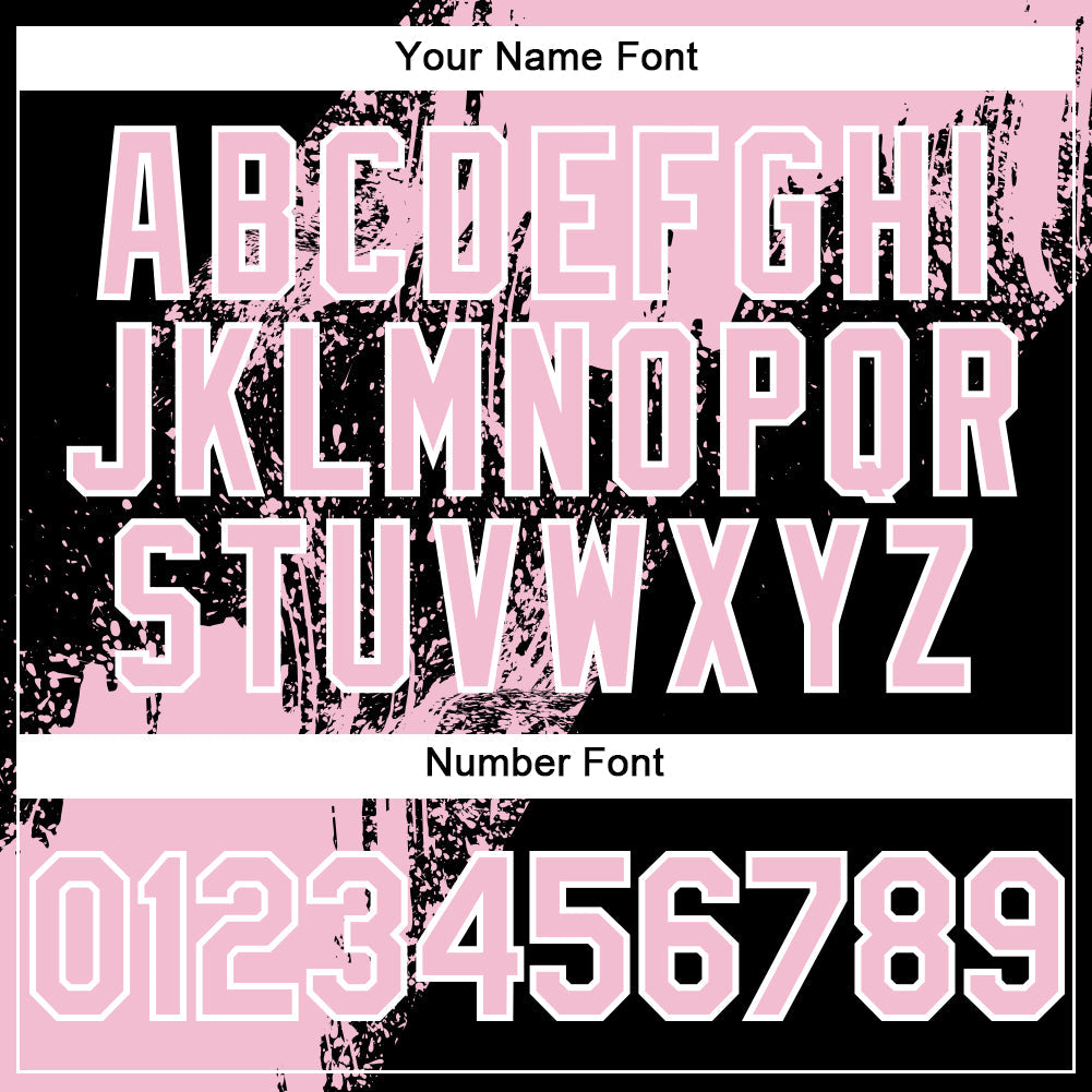 Custom Light Pink Black-White 3D Pattern Abstract Brush Stroke Two-Button Unisex Softball Jersey