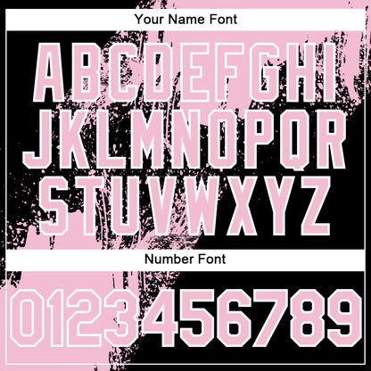 Custom Light Pink Black-White 3D Pattern Abstract Brush Stroke Two-Button Unisex Softball Jersey