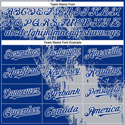 Custom Gray Royal-White 3D Pattern Abstract Brush Stroke Two-Button Unisex Softball Jersey