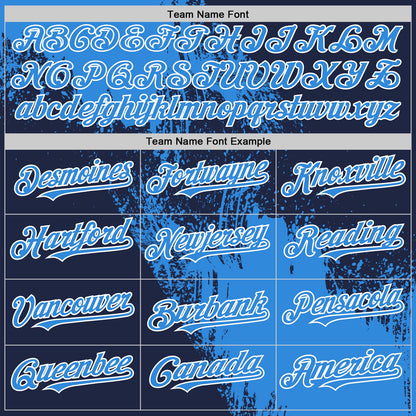 Custom Electric Blue Navy-White 3D Pattern Abstract Brush Stroke Two-Button Unisex Softball Jersey