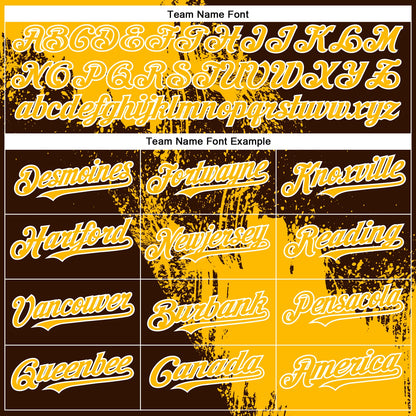 Custom Gold Brown-White 3D Pattern Abstract Brush Stroke Two-Button Unisex Softball Jersey
