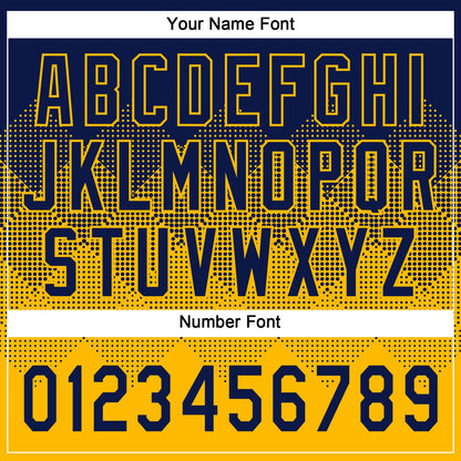 Custom Navy Gold 3D Gradient Square Shape Two-Button Unisex Softball Jersey