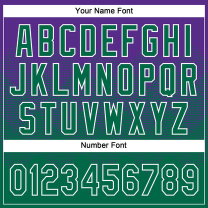 Custom Purple Kelly Green-White 3D Gradient Square Shape Two-Button Unisex Softball Jersey