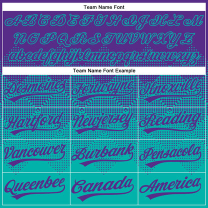 Custom Purple Aqua 3D Gradient Square Shape Two-Button Unisex Softball Jersey