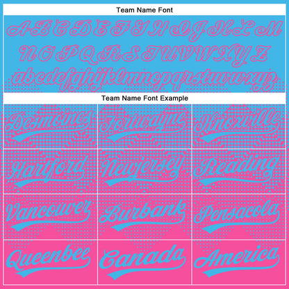 Custom Sky Blue Pink 3D Gradient Square Shape Two-Button Unisex Softball Jersey