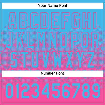 Custom Sky Blue Pink 3D Gradient Square Shape Two-Button Unisex Softball Jersey