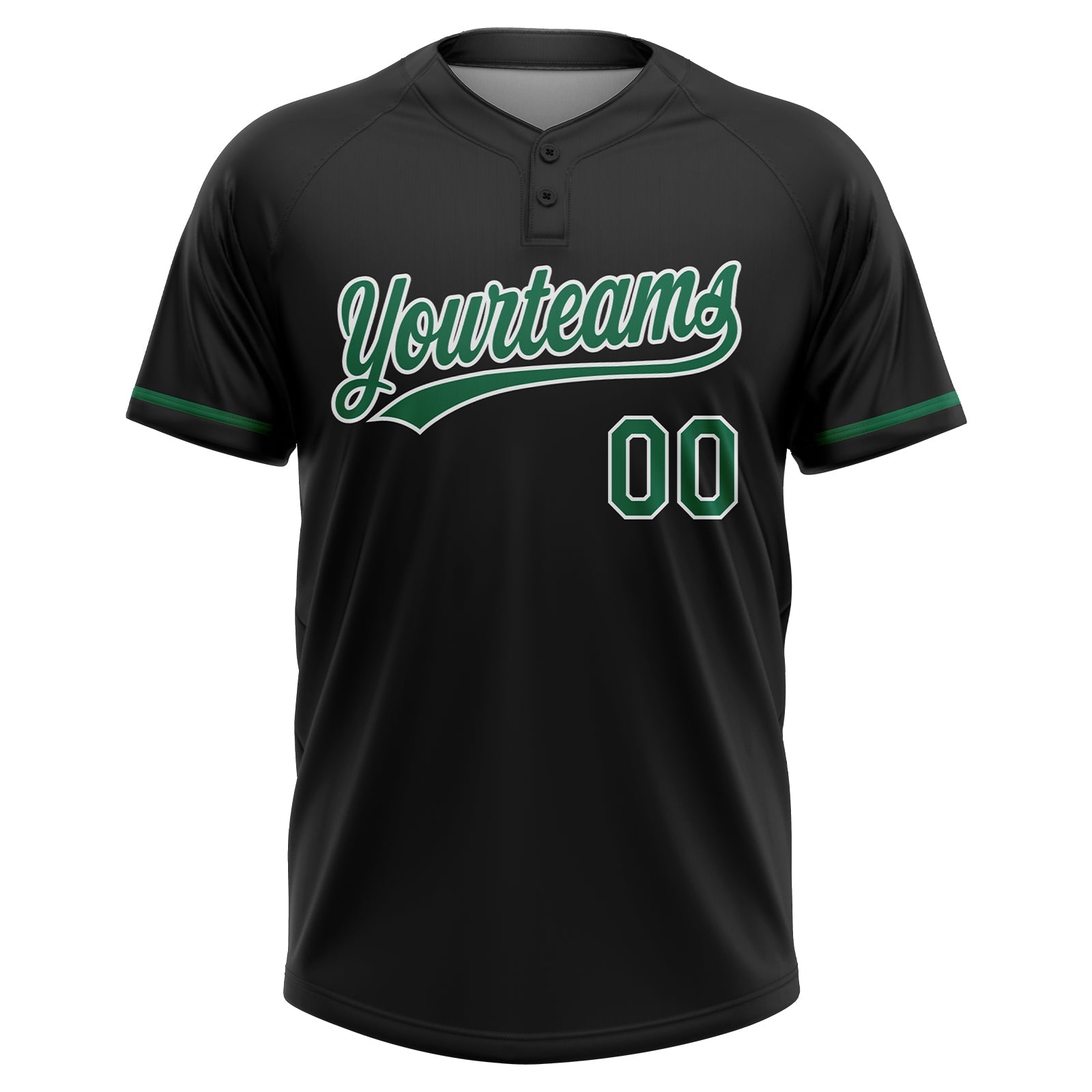 Custom Black Kelly Green-White Mexico Two-Button Unisex Softball Jersey