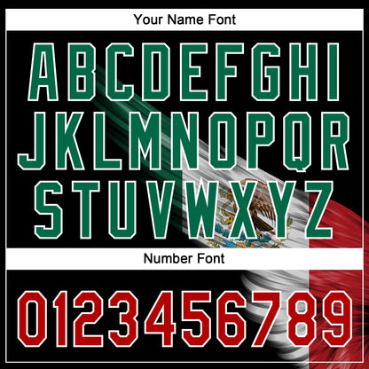 Custom Black Kelly Green Red-White The Abstract Wing With Mexican Flag Two-Button Unisex Softball Jersey