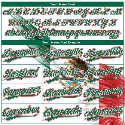 Custom White Kelly Green-Red The Abstract Wing With Mexican Flag Two-Button Unisex Softball Jersey